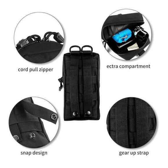 Material Black Tactical Horizontal Multi-Purpose Molle Utility Pouch ToolBag - Picture 3 of 9